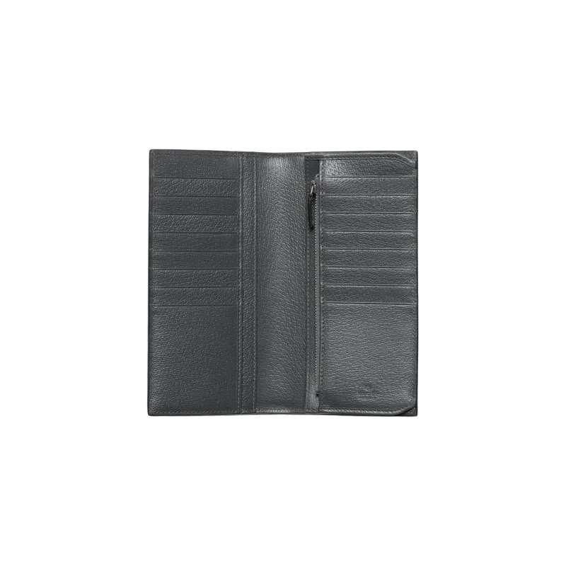 GUCCI Canvas With Leather Trim Wallet Men's Gray & Black-3