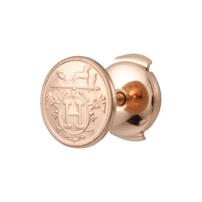 HERMES Ex Libris Stud Earrings Unisex-3