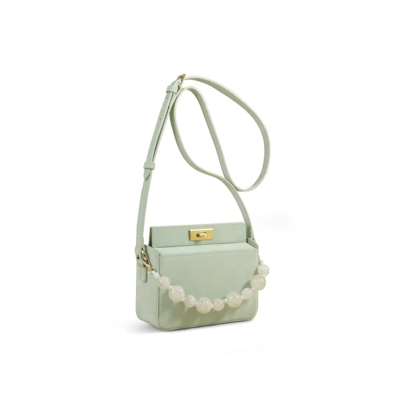 TOMATO&POTATO Cow Leather Shoulder Bag, Crossbody Bag, Handbag Regular Women's Olive Green/Ice Green/Silver/Ivory-7