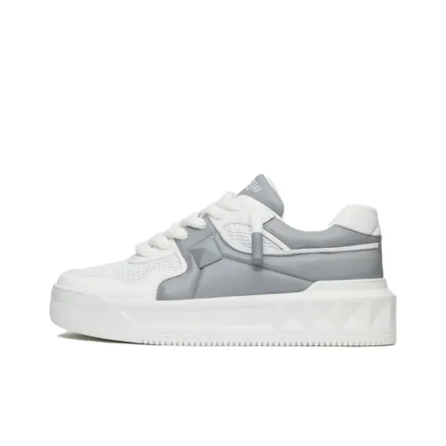 Valentino ONE STUD XL Low Top Casual Shoes Men's White Gray