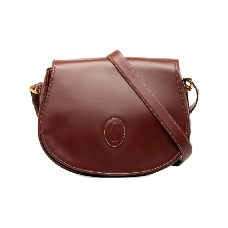 CARTIER Must De Cartier Calfskin Shoulder Bag Crossbody Bag Women's Brown-0