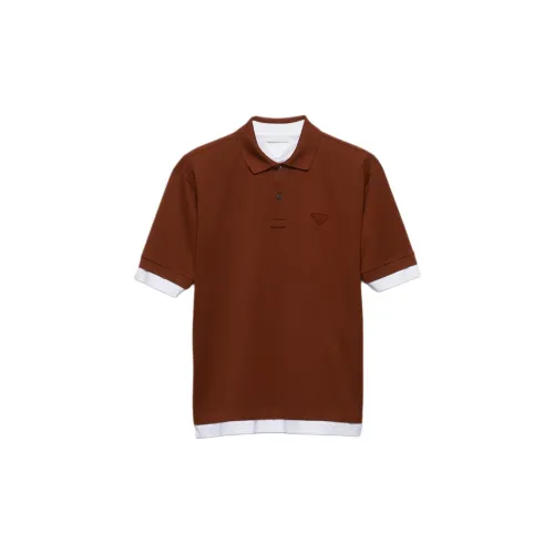 PRADA Polo Shirts Men Brown