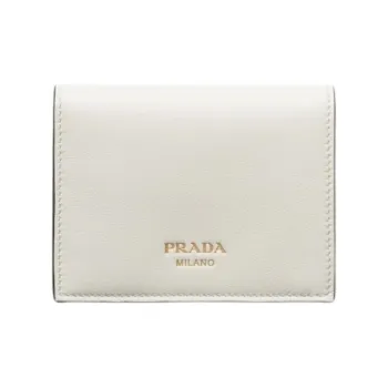 PRADA Leather Wallet Women's White