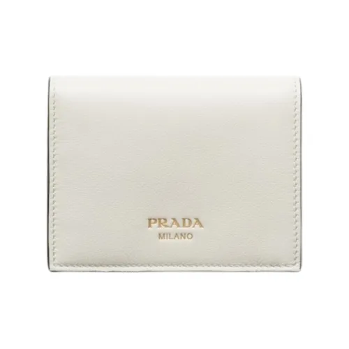 PRADA Leather Wallet Women's White