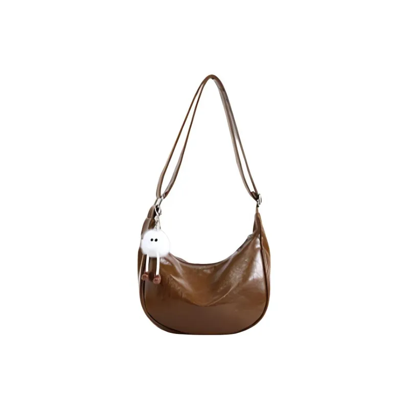 BRINCH PU Shoulder Bag Regular Women's Black/Ecru/Brown-8