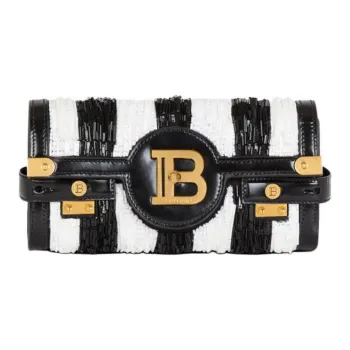 BALMAIN B-Buzz 23 Striped Clutch Bag