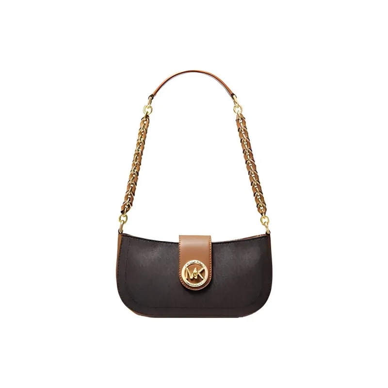 MICHAEL KORS Leather Crescent Bag Shoulder Bag Women's Dark Brown Acorn Brown Monogram-0