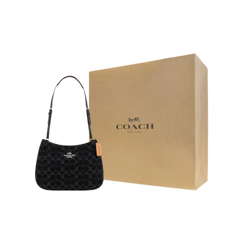 COACH Penelope Denim Handbag Shoulder Bag Women's Silver & Black-7