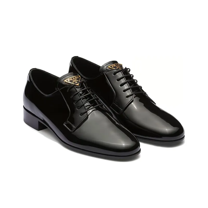 PRADA Triangle Logo-appliqué Oxford Shoes-2