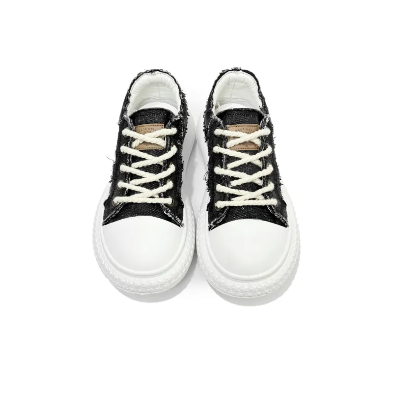 SLNU 3 Anti Slip And Wear Resistant Height Increasing Low Top Canvas Shoes Men's Black-3