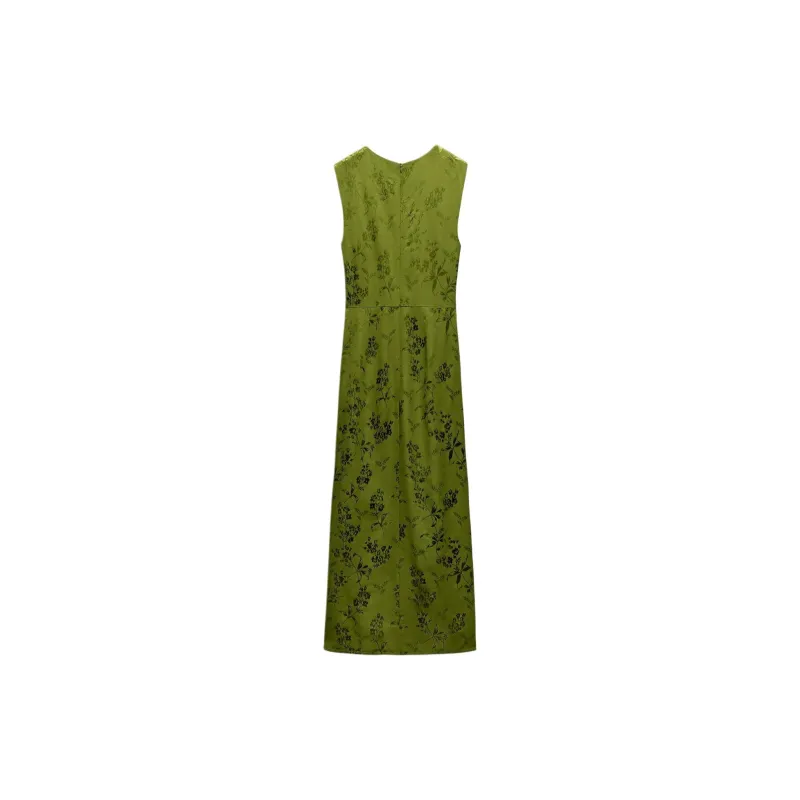 ZARA Sleeveless Dress Women's Green-1
