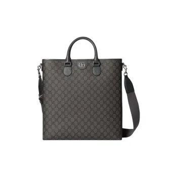 GUCCI Ophidia Supreme Canvas Canvas Bag Shoulder Bag Crossbody Bag Handbag Medium Size Unisex Dark Gray & Black