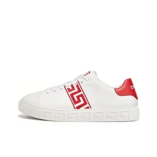 VERSACE Abrasion Resistant Low Top Skateboard Shoes Men's White Red