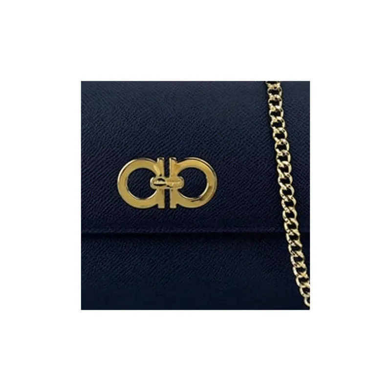 FERRAGAMO Cow Leather Handheld Shoulder Bag Crossbody Bag Unisex Marine Blue-2