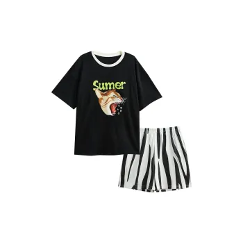 Dream Heart Pajama Set Women's Black