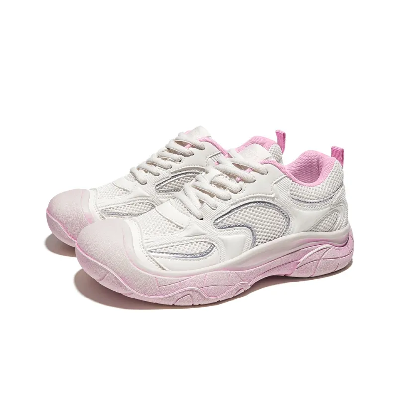 Feiyue Durable Breathable Low-Top Casual Shoes Women's Beige Pink-1