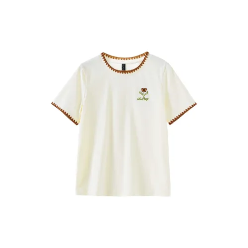 OUNIXUE T-Shirts Women's Apricot