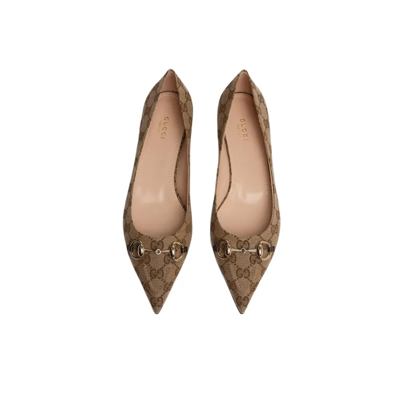 GUCCI Women's Slingback Ballet Flat 'GG Canvas Beige Ebony' Women's-4