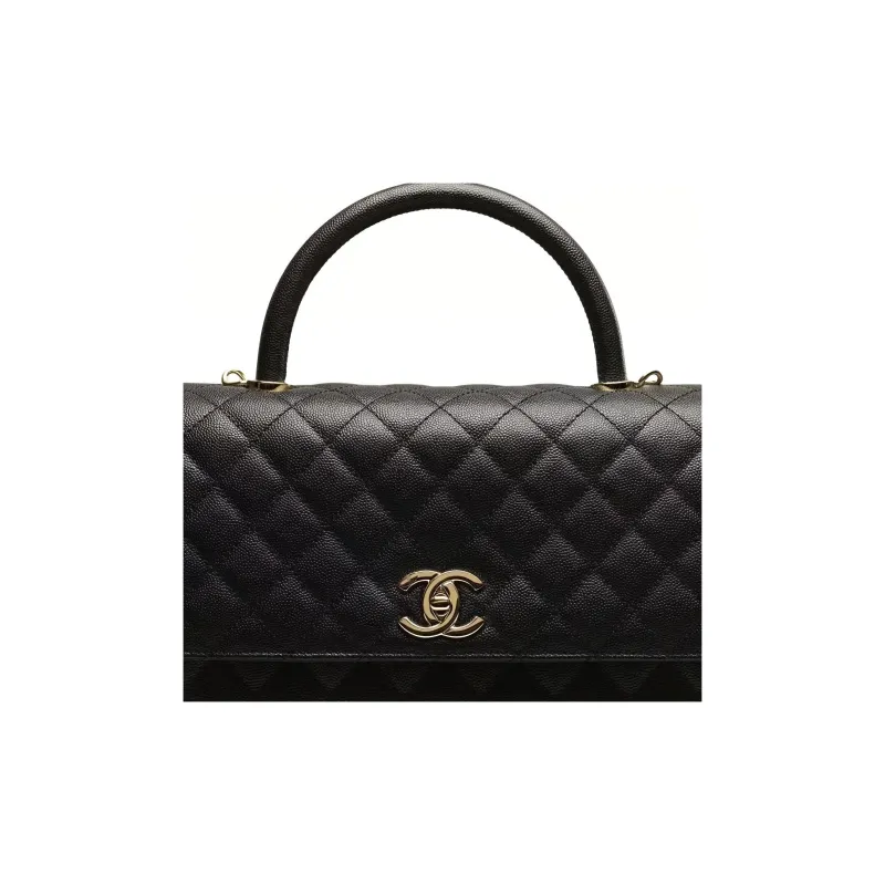 CHANEL Coco Handle Cow Leather Handbag, Shoulder Bag, Crossbody Bag Women's Black-3