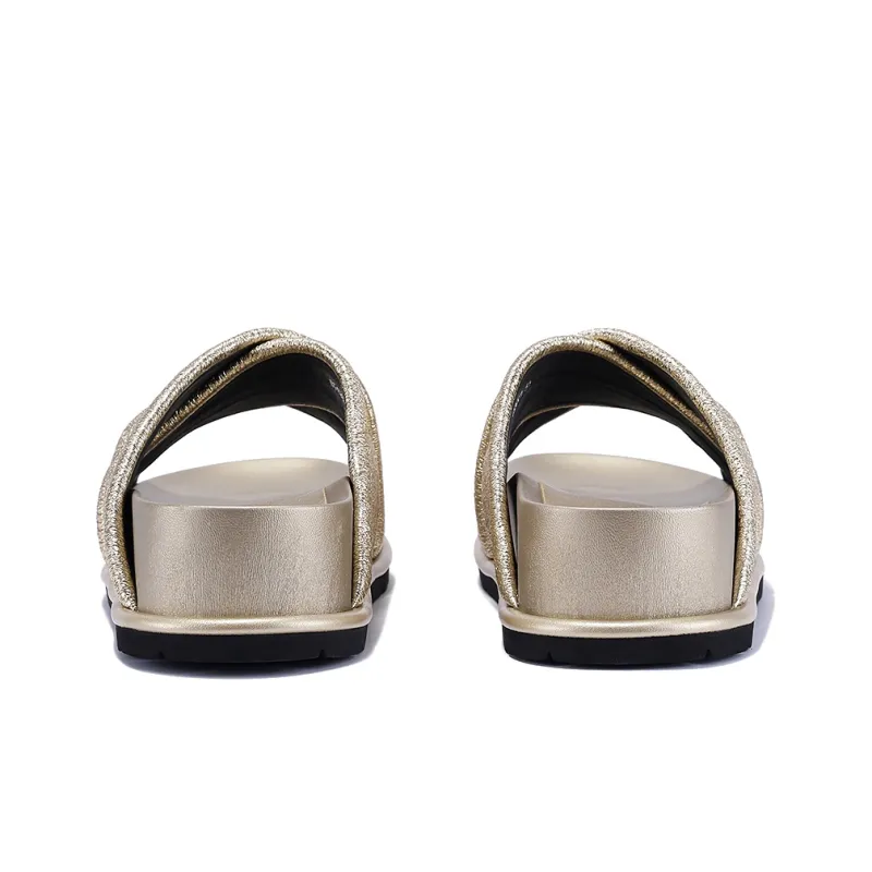 BELLALILY Slide Slippers Women's Silver Gold-9