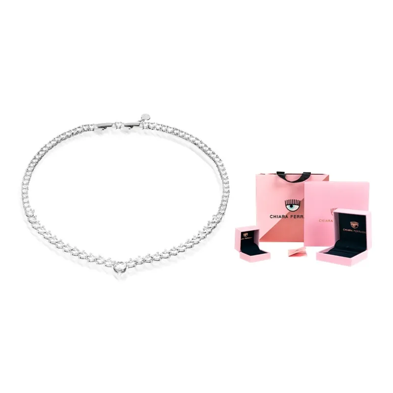 CHIARA FERRAGNI Brass Zircon Necklaces Women's Silver-1