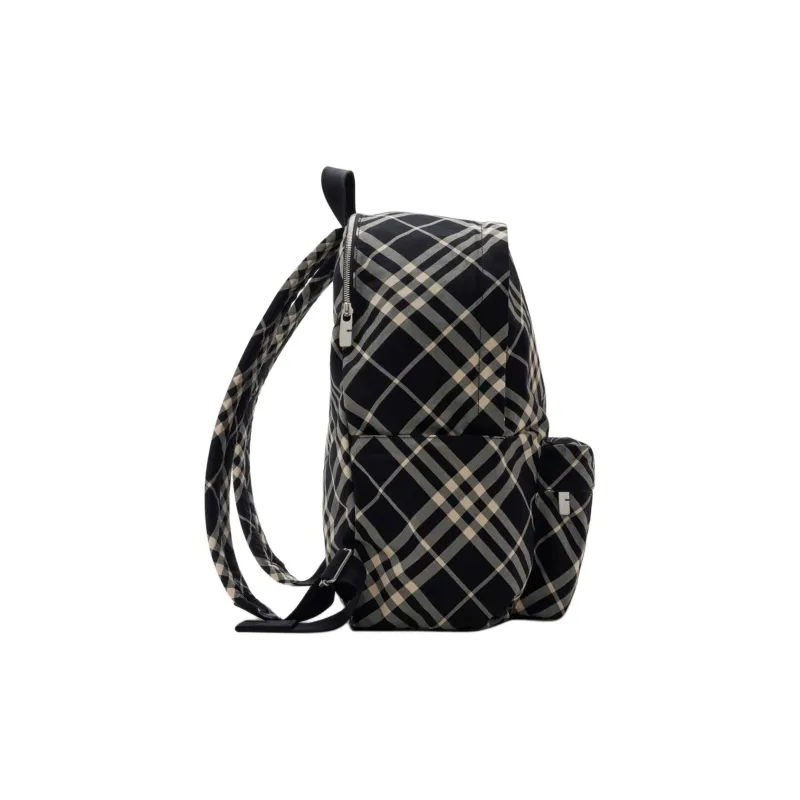 Burberry Polyester Blend With Polyurethane Backpack Men's Plain Fabric White & Black-1