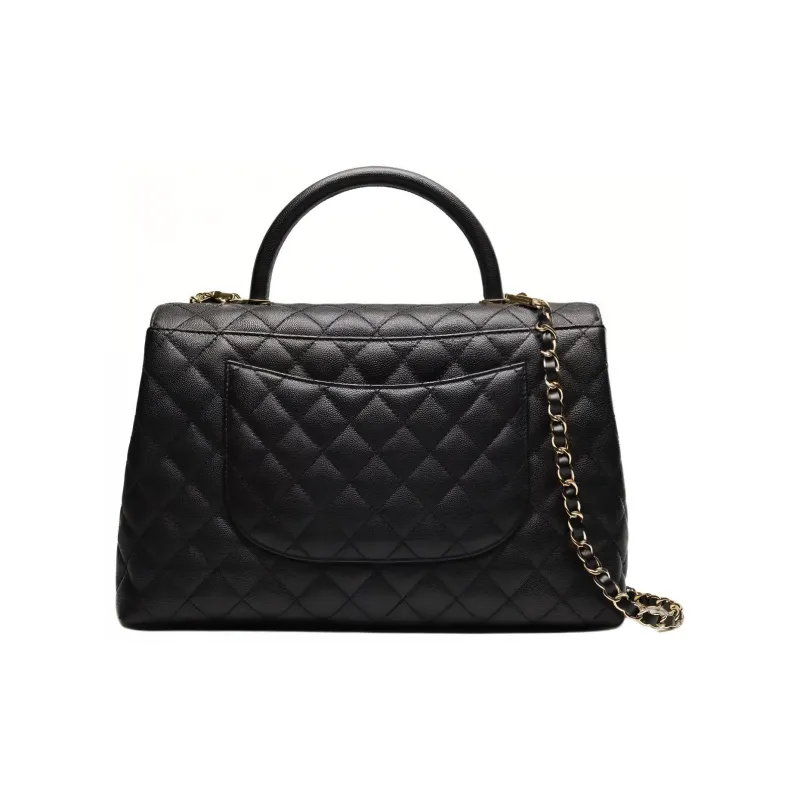CHANEL Coco Handle Cow Leather Handbag, Shoulder Bag, Crossbody Bag Women's Black-2