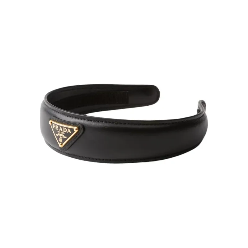 PRADA Leather Headbands Women's Black-1