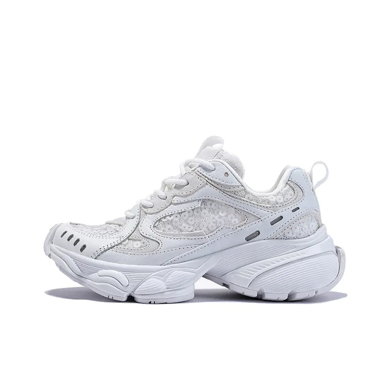 BELLALILY Low-Top Chunky Sneakers Women's Silver White-7