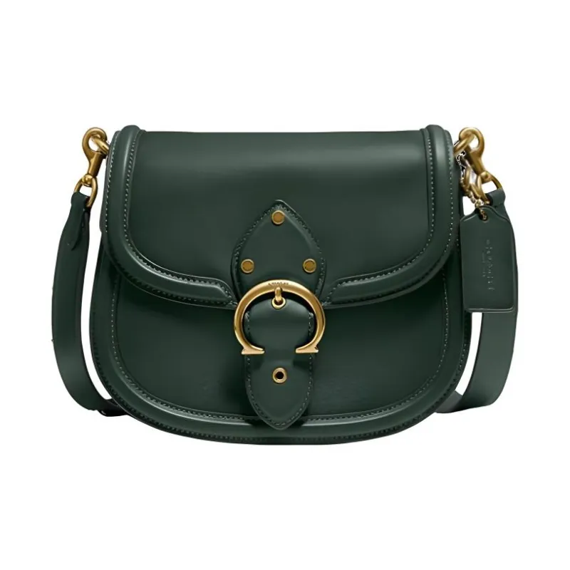 COACH Beat Leather Saddle Bag Crossbody Bag Shoulder Bag Medium Size Women's Green-1