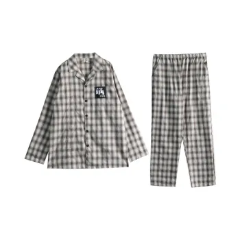 Dorame Pajama Set Men's Gray White Plaid