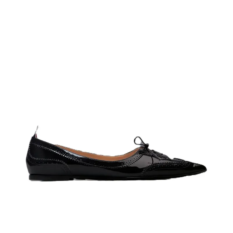 THOM BROWNE Pointed-toe Leather Loafers-1