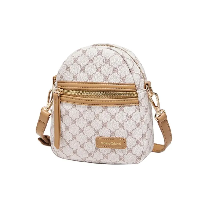 Marino Orlandi Synthetic Leather Shoulder Bag Women's Coffee/White-4