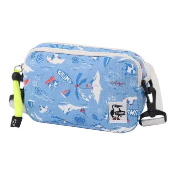 CHUMS Cotton And Polyester Blend Crossbody Bag Shoulder Bag Unisex Blue & White