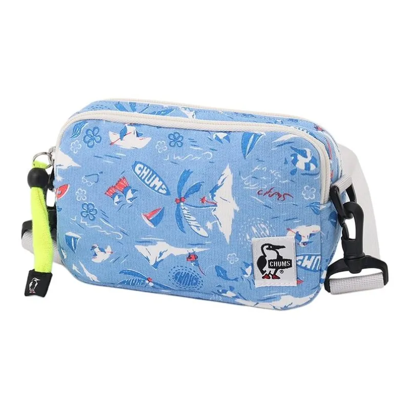 CHUMS Cotton And Polyester Blend Crossbody Bag Shoulder Bag Unisex Blue & White-0