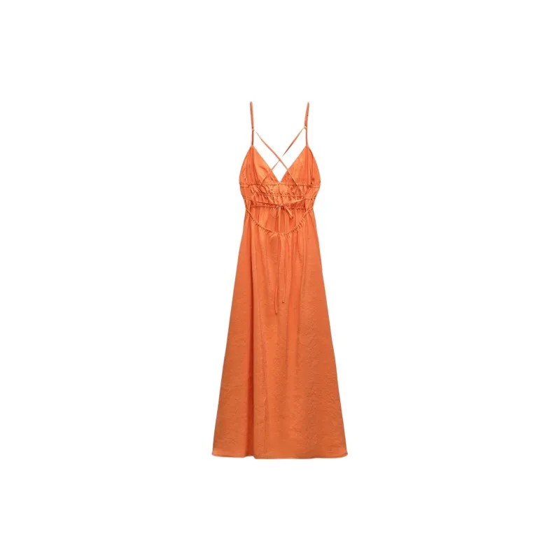 ZARA Slip Dresses Women's Stripe/orange-1