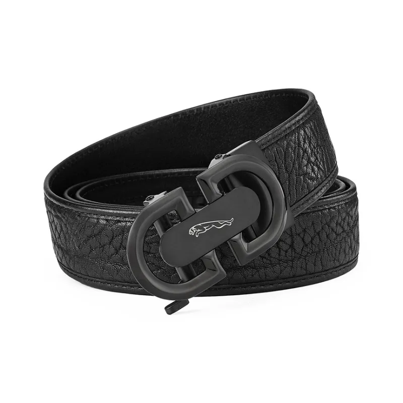 JAGUAR Classic High End Business Casual Automatic Buckle Wild Buffalo Leather Leather Belts Men's Gunmetal Width  3.5cm-0