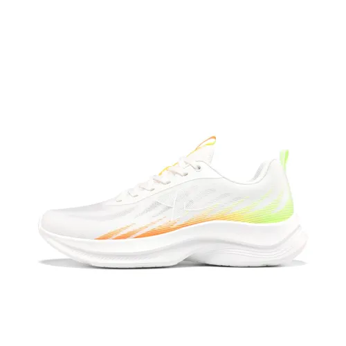 XTEP Running Shoes Men Low-Top Sail White/Fluorescent Lime Green/High Gloss Orange