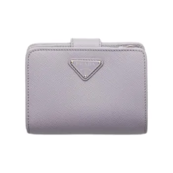 PRADA Saffiano Leather Wallet Small Size Women's Light Purple