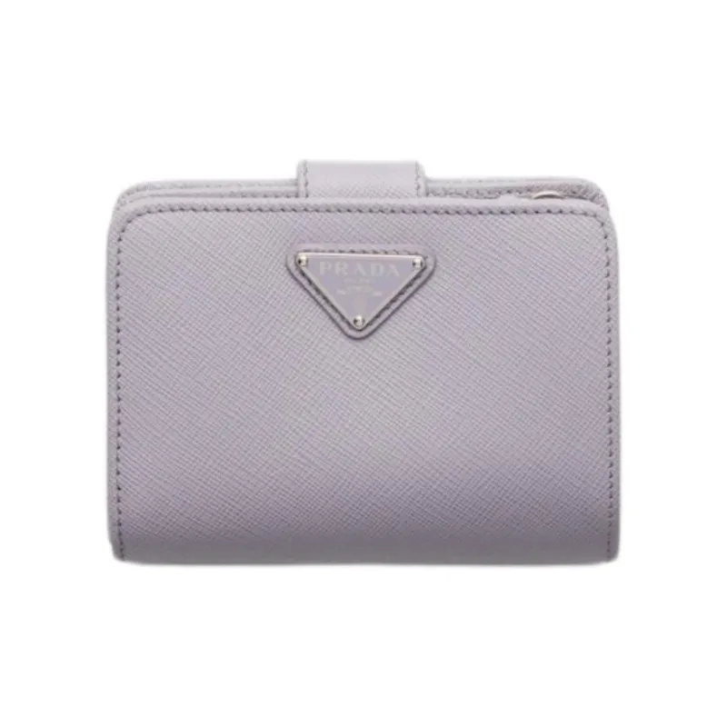 PRADA Saffiano Leather Wallet Trumpets Women's Light Purple-0