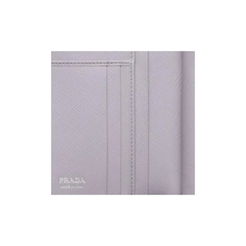 PRADA Saffiano Leather Wallet Trumpets Women's Light Purple-4