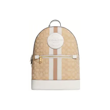 COACH Kenley Delicate Pebble Leather Backpack Medium Size Women's Monogram Brown/White