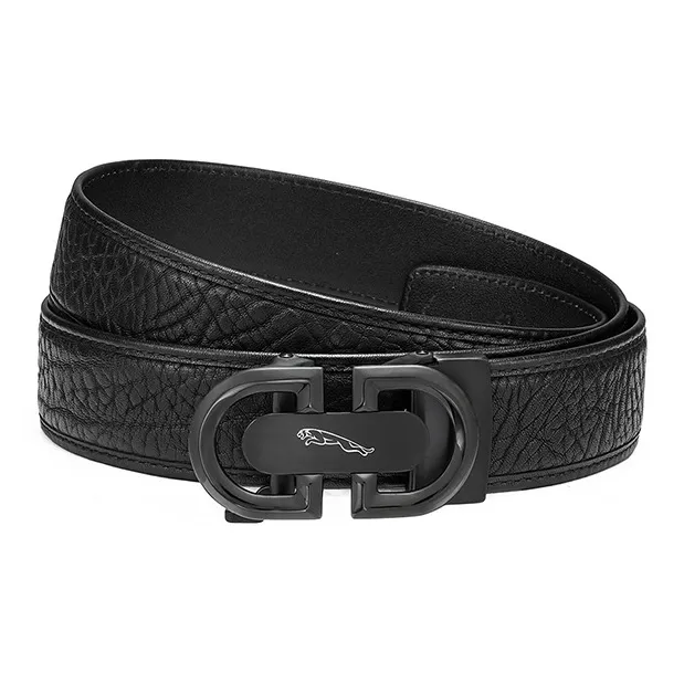 JAGUAR Classic High End Business Casual Automatic Buckle Wild Buffalo Leather Leather Belts Men's Gunmetal Width  3.5cm-4