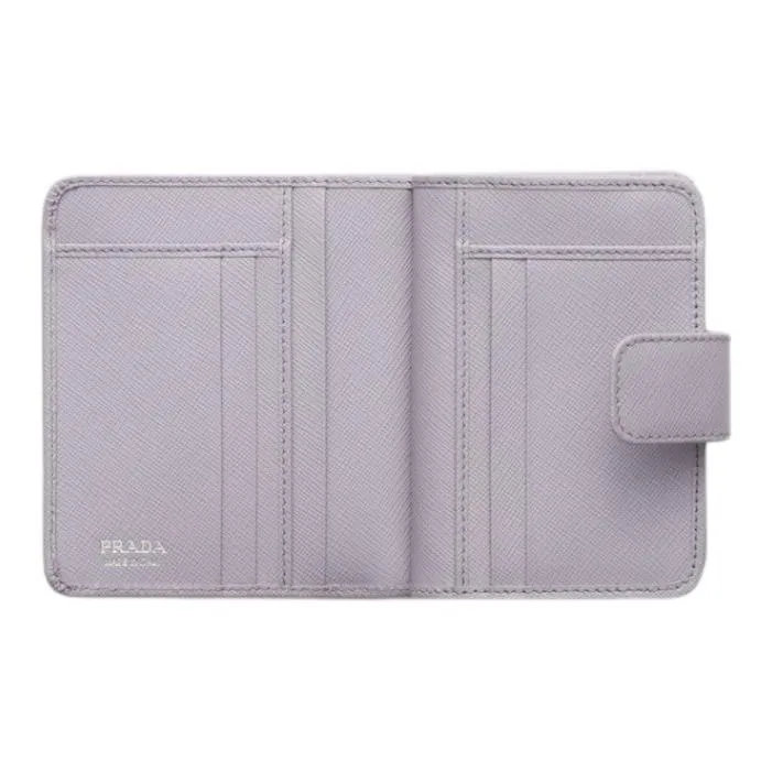 PRADA Saffiano Leather Wallet Trumpets Women's Light Purple-2