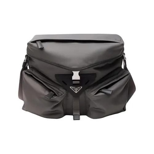 PRADA Recycled Nylon With Patchwork Leather Crossbody Bag Shoulder Bag Men's Gray