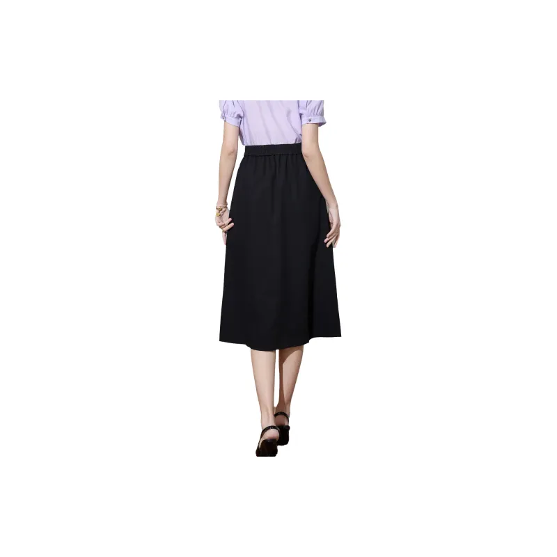 SMEN Casual Long Skirts Women's Black-1