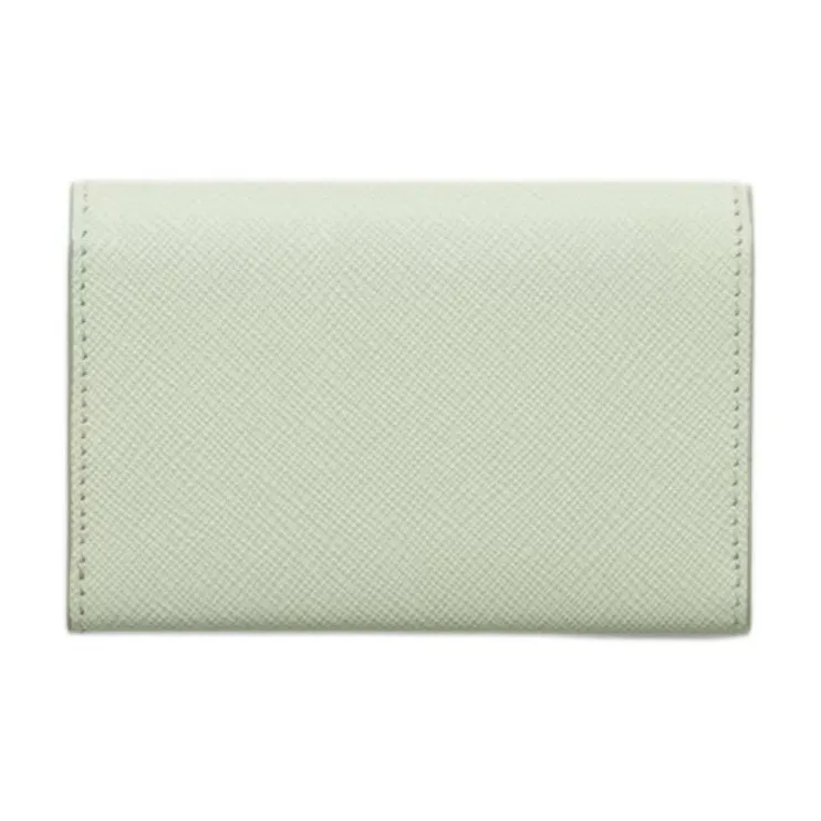 PRADA Leather Card Holder Women's Light Green-1