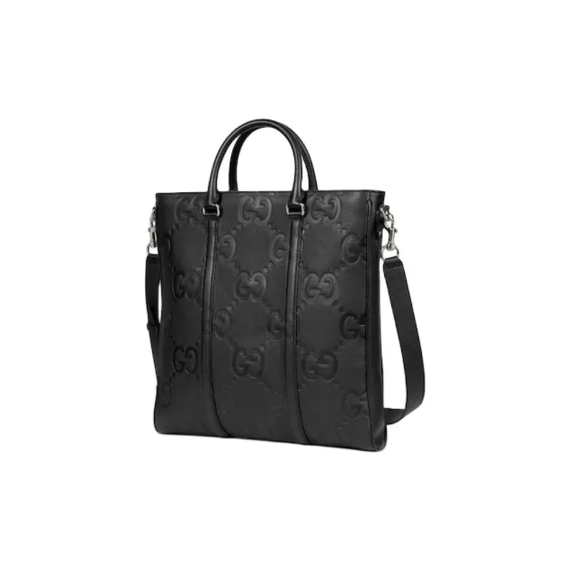 GUCCI Leather One Shoulder Crossbody Briefcase Handbag Medium Size Men's Black-1