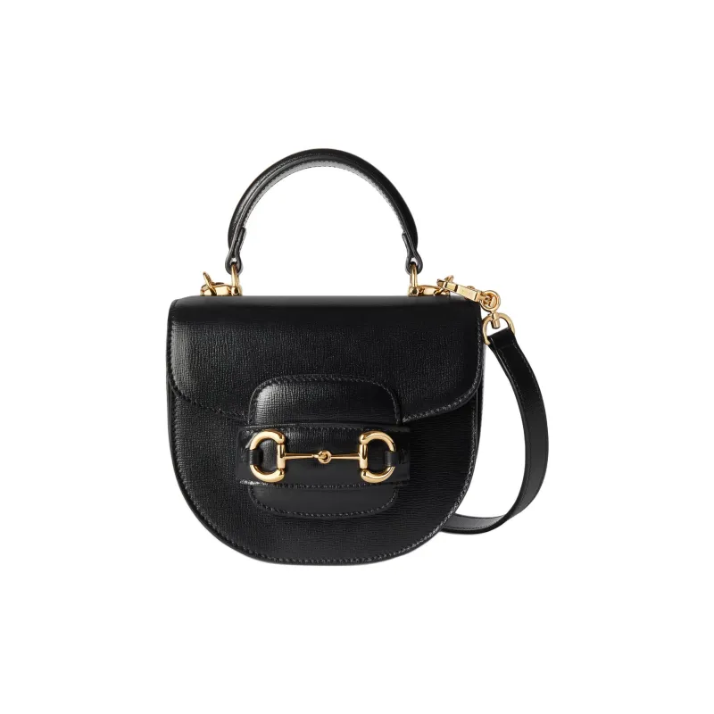 GUCCI Horsebit 1955 Leather Shoulder Bag, Crossbody Bag, Handbag Mini Women's Black-0