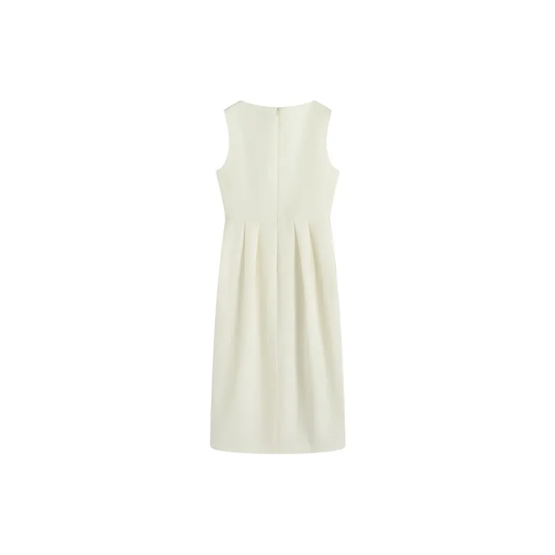 HDFULERN Sleeveless Dress Women's Elegant White-1